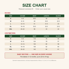 Grumplet Hoodie size chart