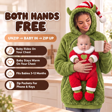 Both hands free: unzip, baby in, zip up